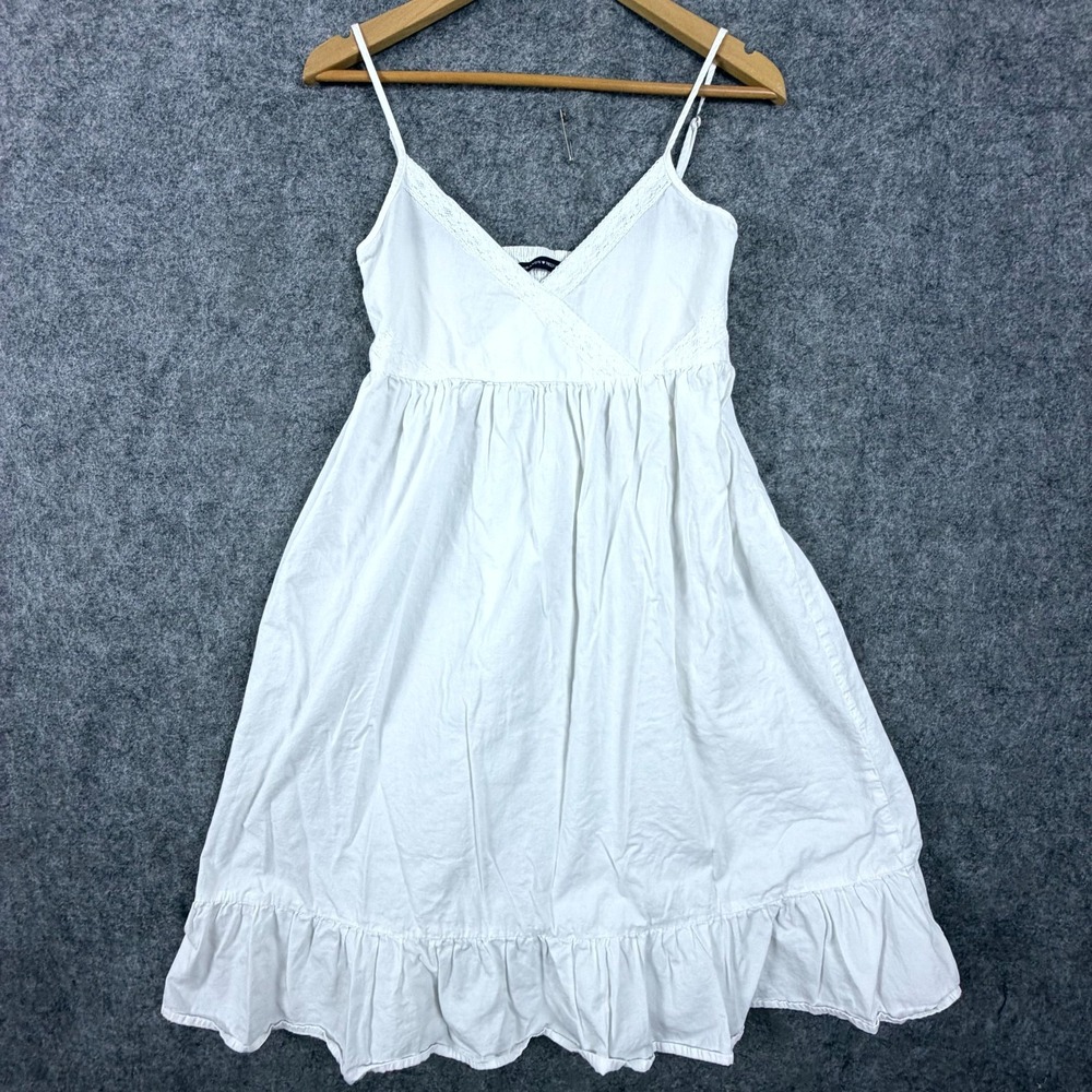 Brandy Melville Babydoll Sundress Womens S White Ruffle Picnic Festival Summer
